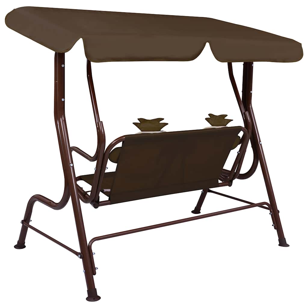 48097 vidaXL Kids Swing Bench Brown 115x75x110 cm Fabric