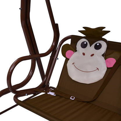 48097 vidaXL Kids Swing Bench Brown 115x75x110 cm Fabric