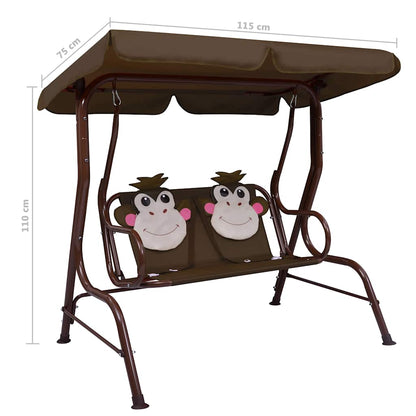 48097 vidaXL Kids Swing Bench Brown 115x75x110 cm Fabric