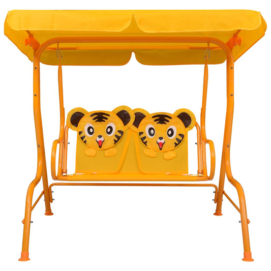 48098 vidaXL Kids Swing Bench Yellow 115x75x110 cm Fabric