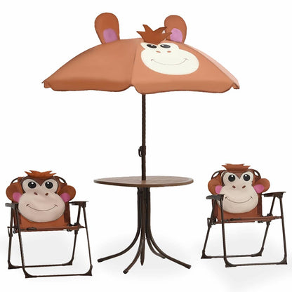 48099 vidaXL 3 Piece Kids'Garden Bistro Set with Parasol Brown