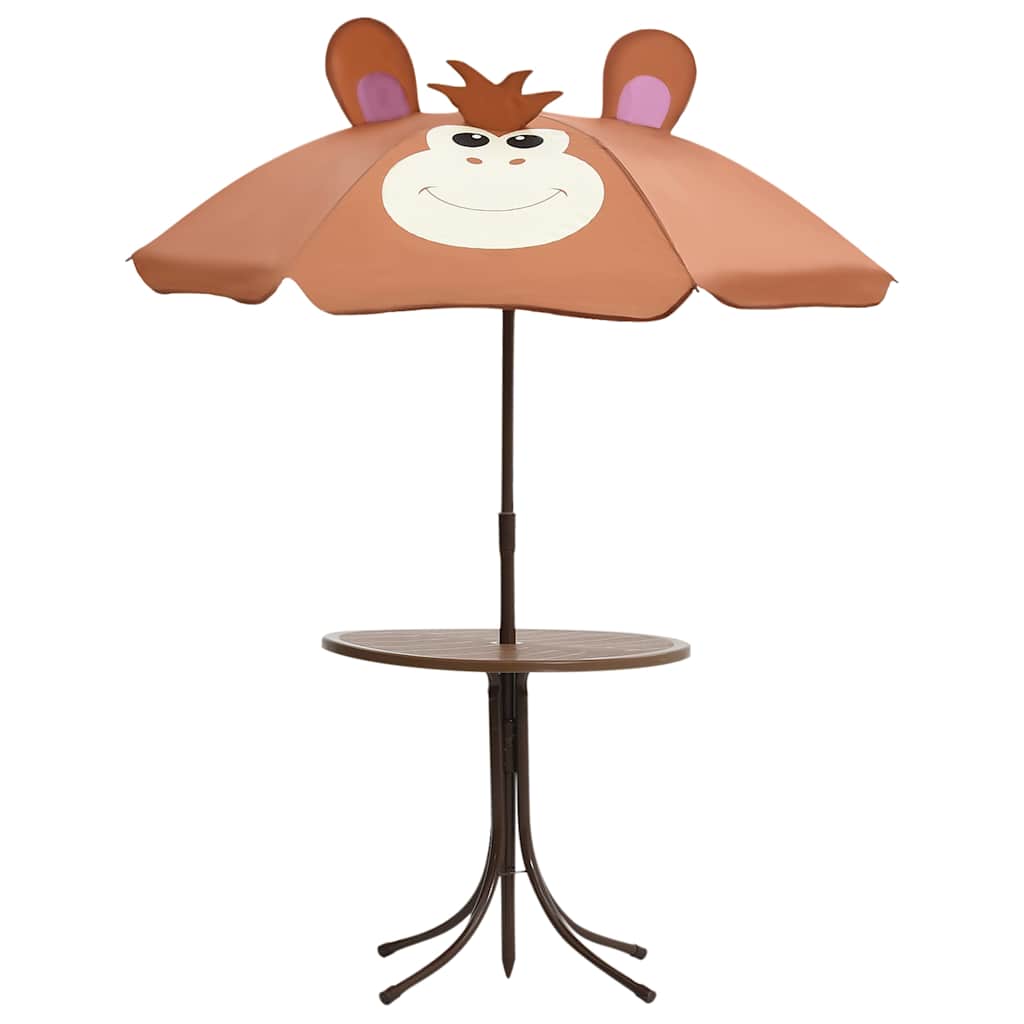 48099 vidaXL 3 Piece Kids'Garden Bistro Set with Parasol Brown