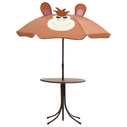 48099 vidaXL 3 Piece Kids'Garden Bistro Set with Parasol Brown