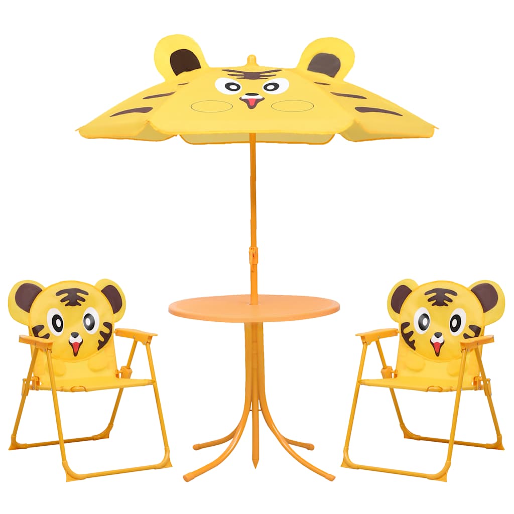 48100 vidaXL 3 Piece Kids'Garden Bistro Set with Parasol Yellow