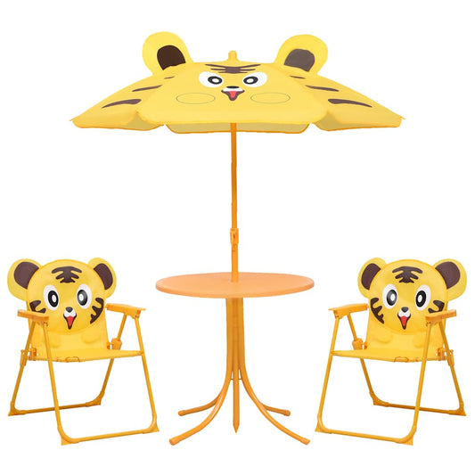 48100 vidaXL 3 Piece Kids'Garden Bistro Set with Parasol Yellow