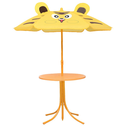 48100 vidaXL 3 Piece Kids'Garden Bistro Set with Parasol Yellow