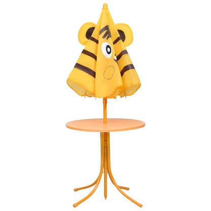 48100 vidaXL 3 Piece Kids'Garden Bistro Set with Parasol Yellow