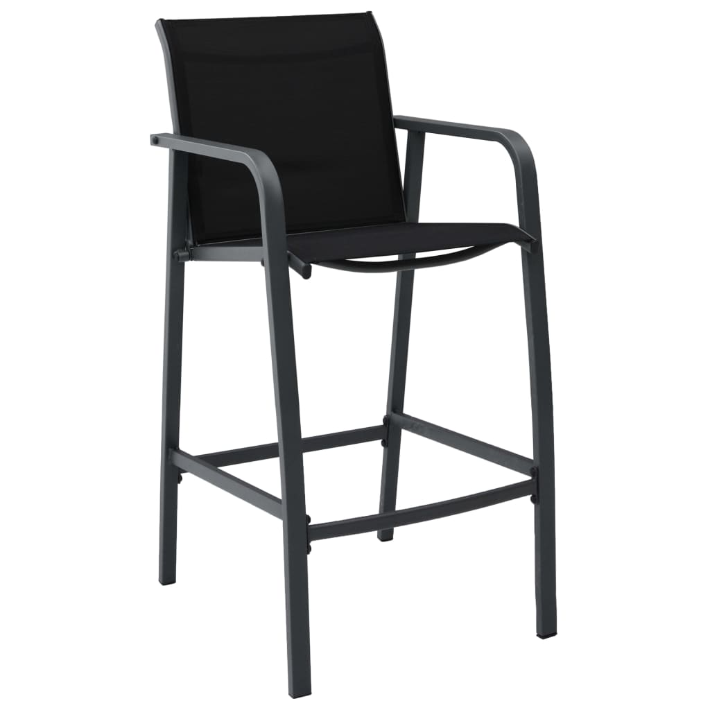 vidaXL Garden Bar Chairs 2 pcs Black Textilene