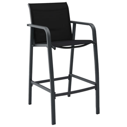 vidaXL Garden Bar Chairs 2 pcs Black Textilene