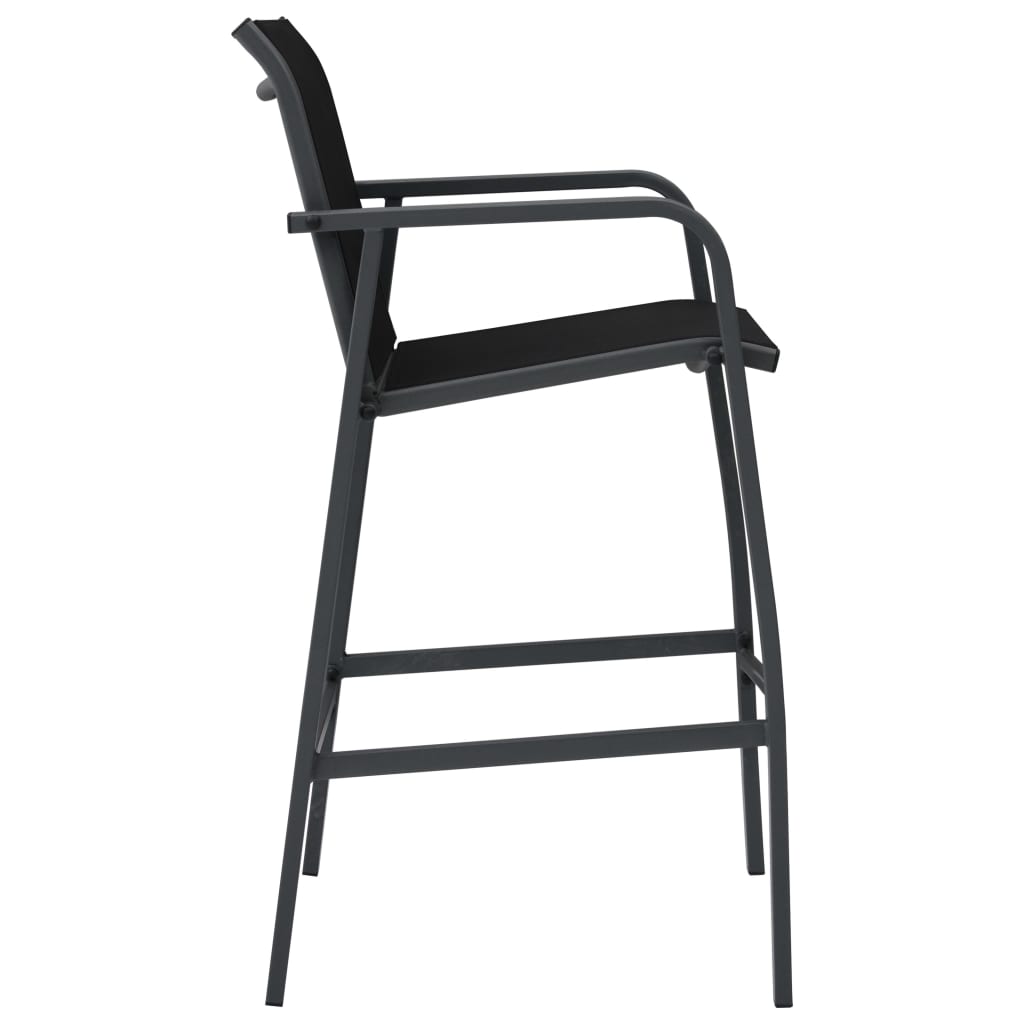 vidaXL Garden Bar Chairs 2 pcs Black Textilene
