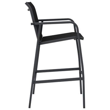 vidaXL Garden Bar Chairs 2 pcs Black Textilene