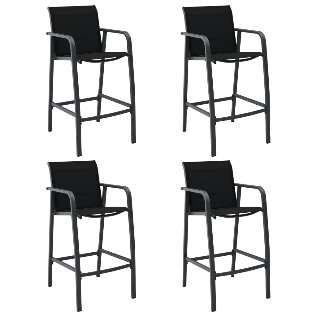 vidaXL Garden Bar Chair | Set of 4 | Black | Textilene, Steel | Standard