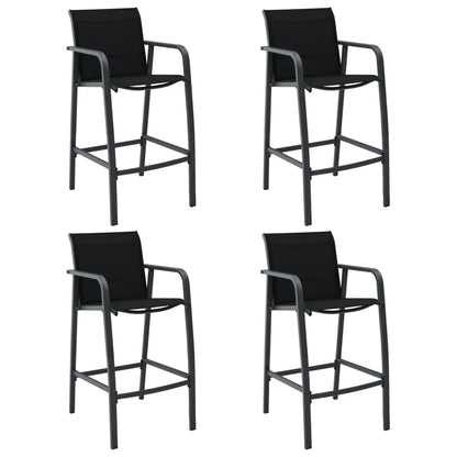 vidaXL Garden Bar Chair | Set of 4 | Black | Textilene, Steel | Standard
