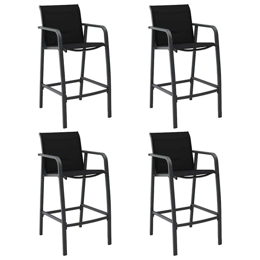 48117 vidaXL Garden Bar Chairs 4 pcs Black Textilene