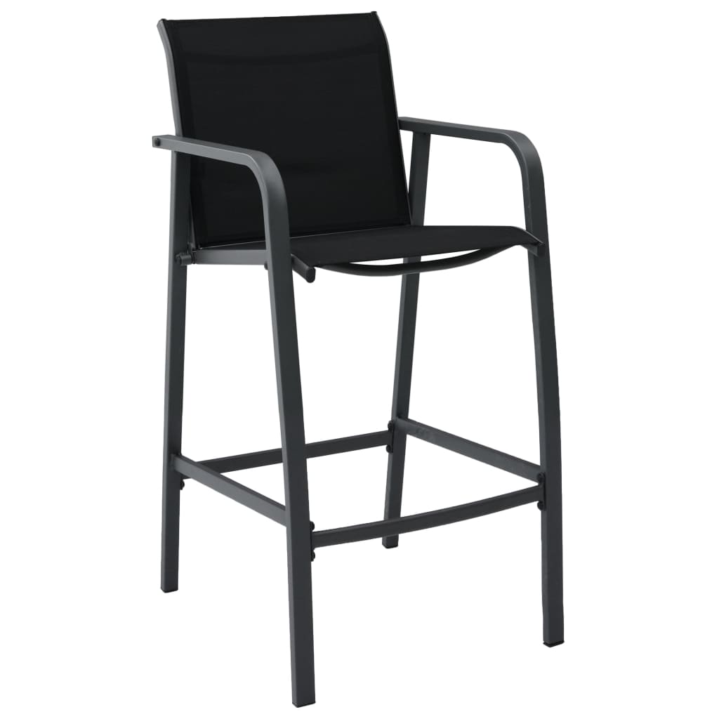 vidaXL Garden Bar Chair | Set of 4 | Black | Textilene, Steel | Standard