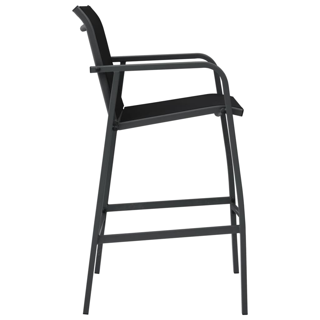 vidaXL Garden Bar Chair | Set of 4 | Black | Textilene, Steel | Standard