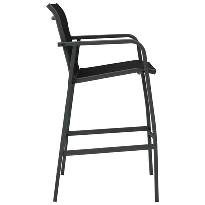 vidaXL Garden Bar Chair | Set of 4 | Black | Textilene, Steel | Standard