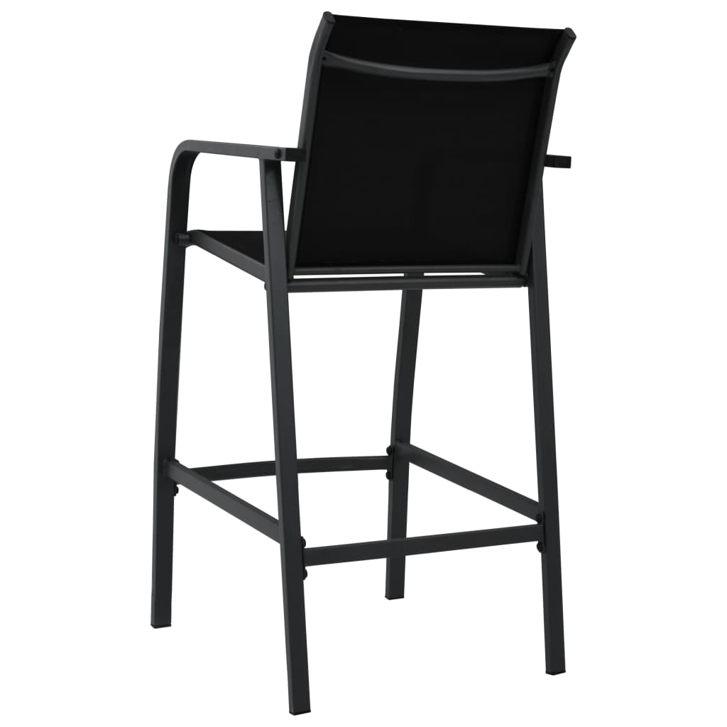 vidaXL Garden Bar Chair | Set of 4 | Black | Textilene, Steel | Standard