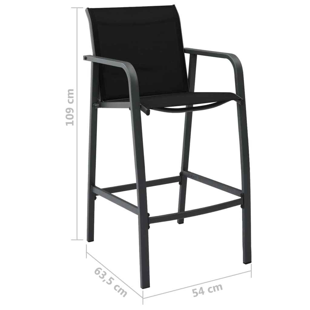 vidaXL Garden Bar Chair | Set of 4 | Black | Textilene, Steel | Standard