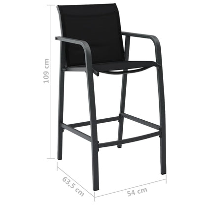 vidaXL Garden Bar Chair | Set of 4 | Black | Textilene, Steel | Standard