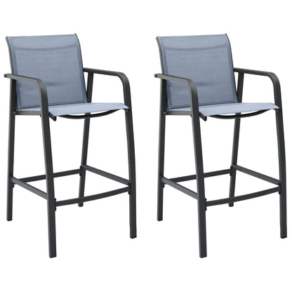 vidaXL Garden Bar Chair | Set of 2 | Grey | Textilene, Steel | Adjustable