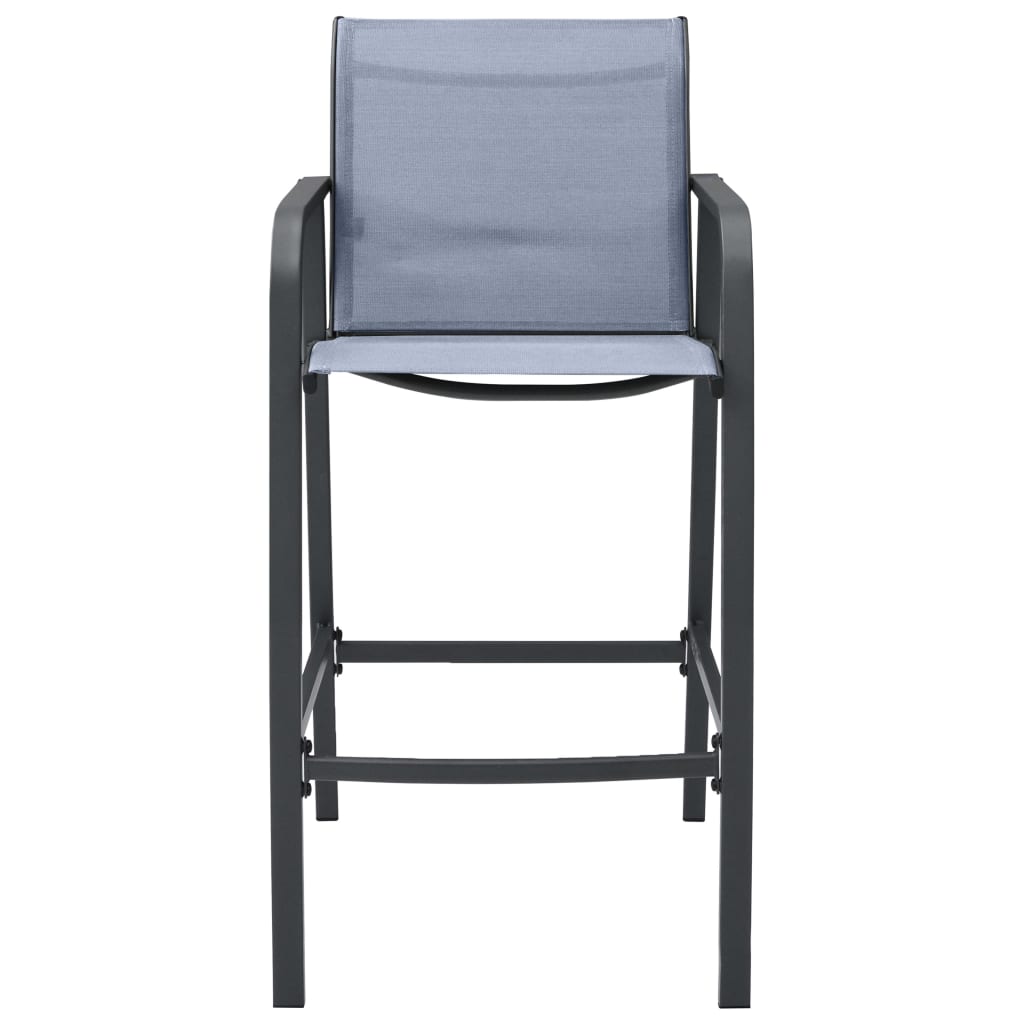 vidaXL Garden Bar Chair | Set of 2 | Grey | Textilene, Steel | Adjustable