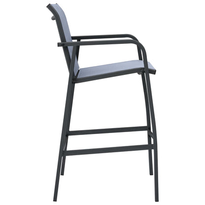 vidaXL Garden Bar Chair | Set of 2 | Grey | Textilene, Steel | Adjustable