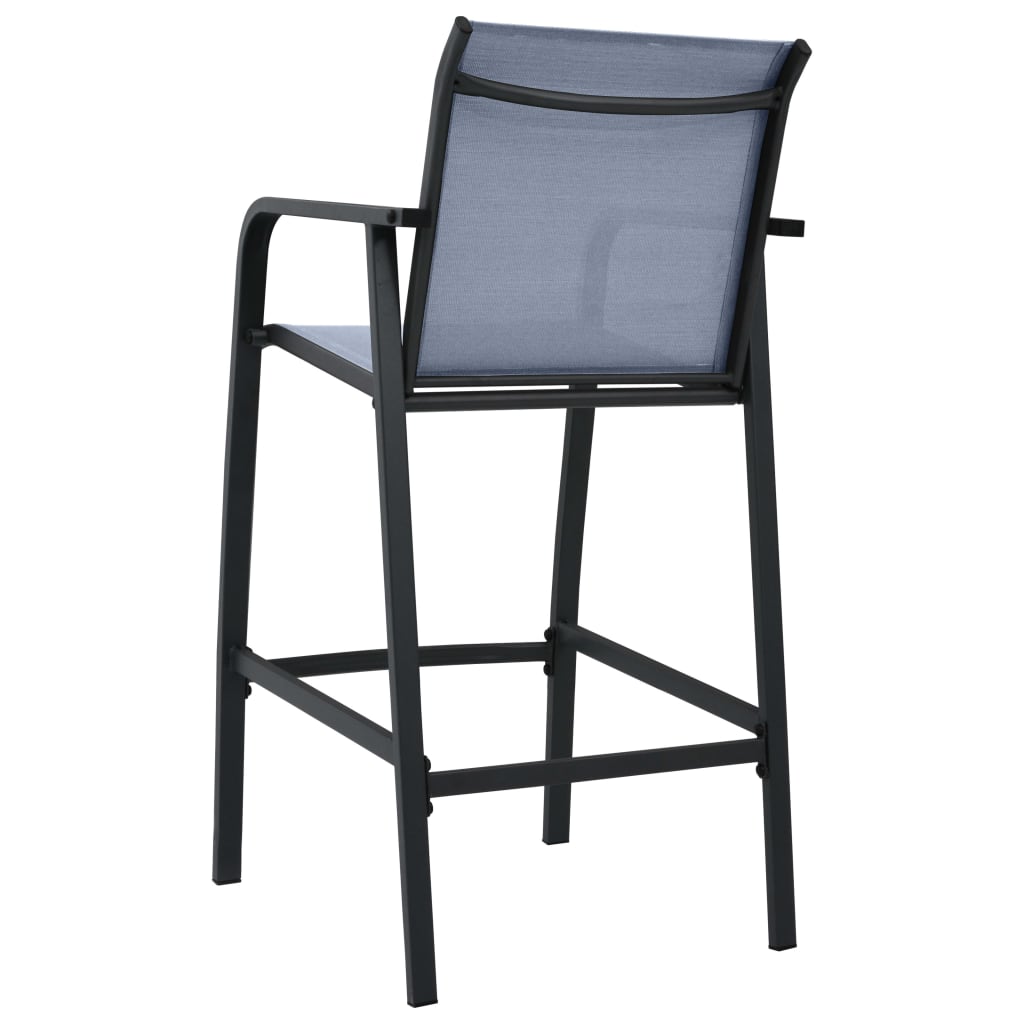 vidaXL Garden Bar Chair | Set of 2 | Grey | Textilene, Steel | Adjustable