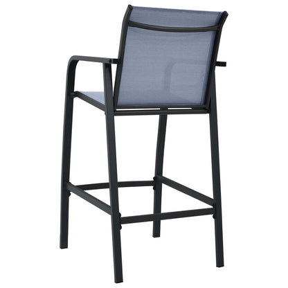 vidaXL Garden Bar Chair | Set of 2 | Grey | Textilene, Steel | Adjustable