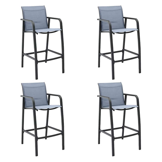 48119 vidaXL Garden Bar Chairs 4 pcs Grey Textilene