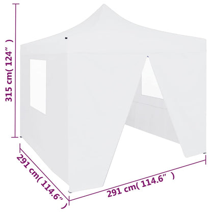 vidaXL Professional Folding Party Tent with 4 Sidewalls 3x3 m White