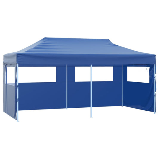 vidaXL Professional Folding Party Tent with 4 Sidewalls 3x6 m Blue