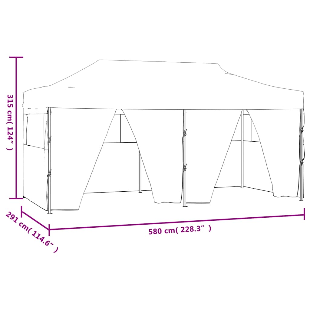 vidaXL Professional Folding Party Tent with 4 Sidewalls 3x6 m Steel Anthracite