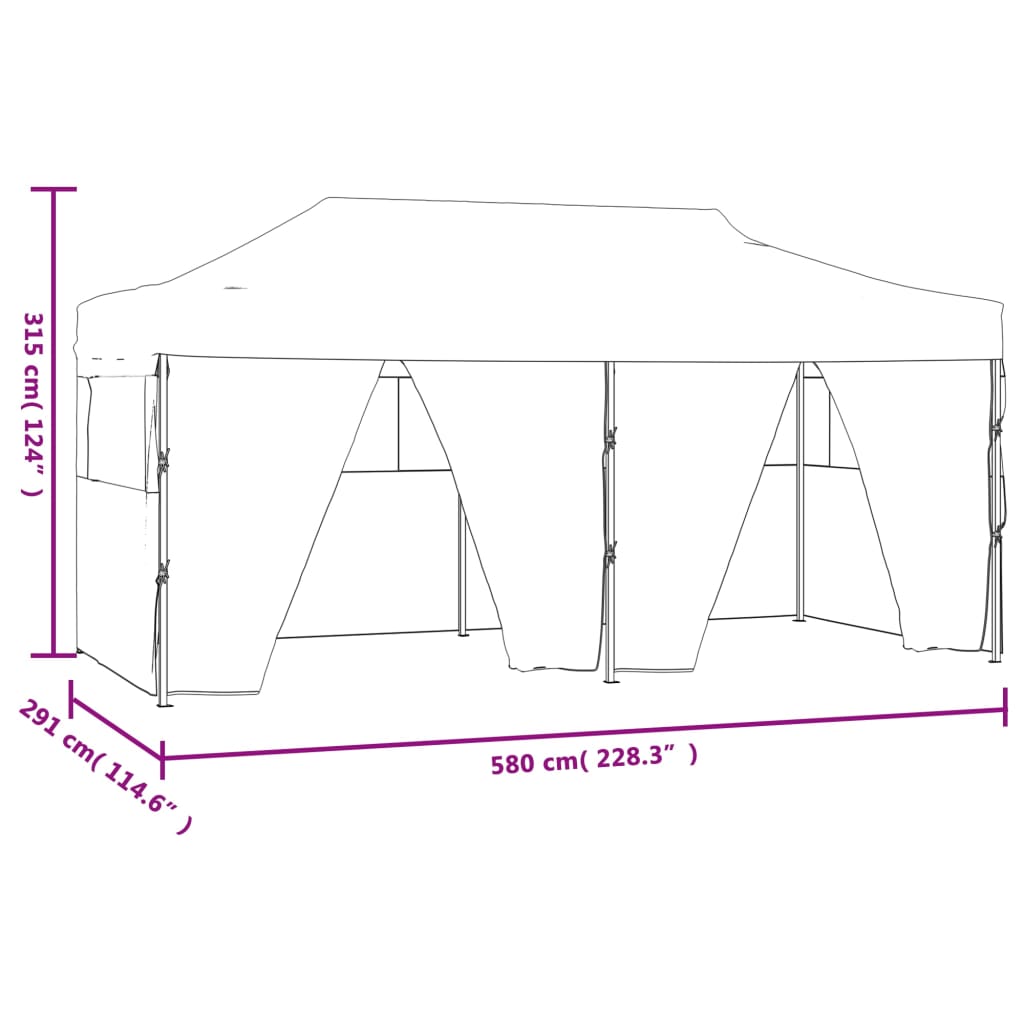 vidaXL Professional Folding Party Tent with 4 Sidewalls 3x6 m Steel White