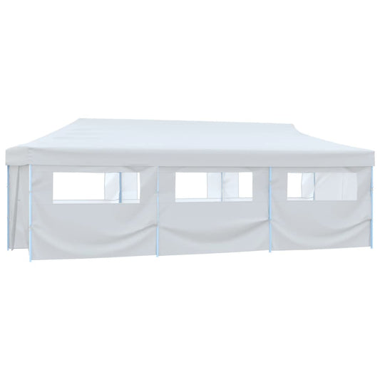 vidaXL Folding Pop-up Party Tent with 8 Sidewalls 3x9 m White