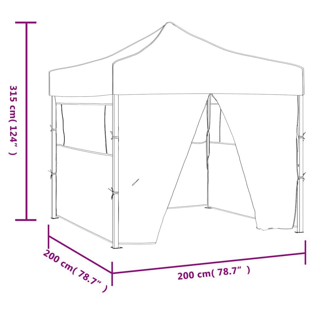 vidaXL Professional Folding Party Tent with 4 Sidewalls 2x2 m Cream