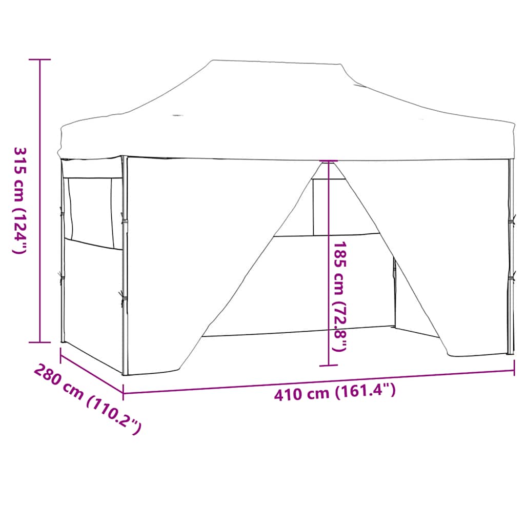 vidaXL Professional Folding Party Tent with 4 Sidewalls 3x4 m Steel Blue