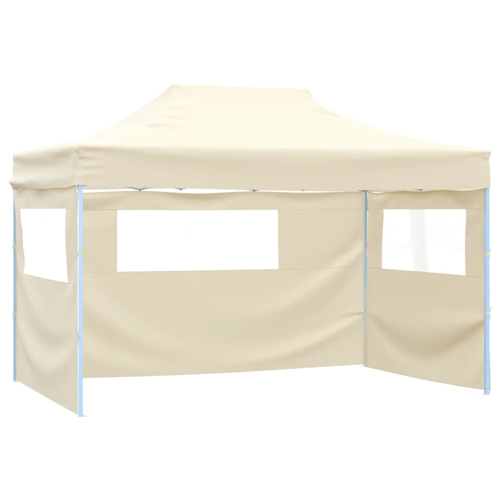 vidaXL Professional Folding Party Tent with 3 Sidewalls 3x4 m Steel Cream