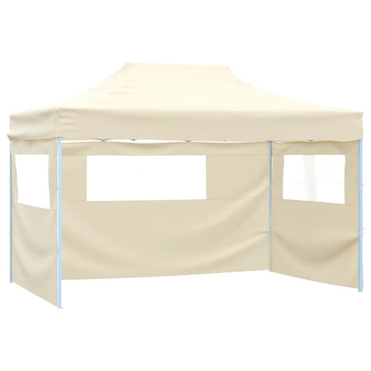 vidaXL Professional Folding Party Tent with 3 Sidewalls 3x4 m Steel Cream