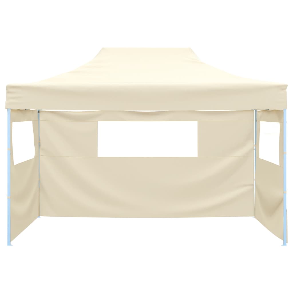 vidaXL Professional Folding Party Tent with 3 Sidewalls 3x4 m Steel Cream