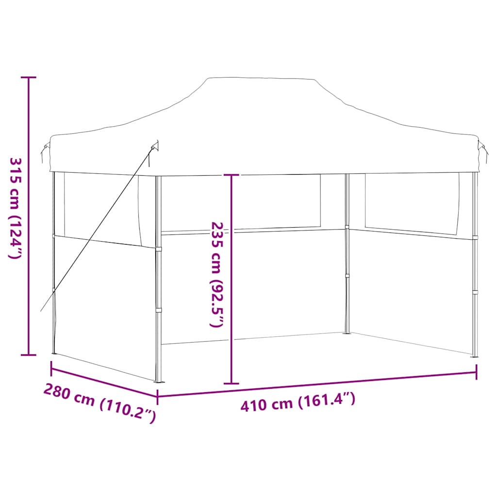 vidaXL Professional Folding Party Tent with 3 Sidewalls 3x4 m Steel Cream