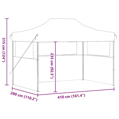 vidaXL Professional Folding Party Tent with 3 Sidewalls 3x4 m Steel Cream