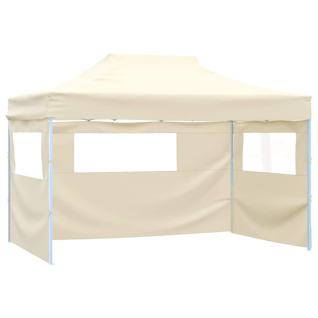vidaXL Professional Folding Party Tent with 4 Sidewalls 3x4 m Steel Cream