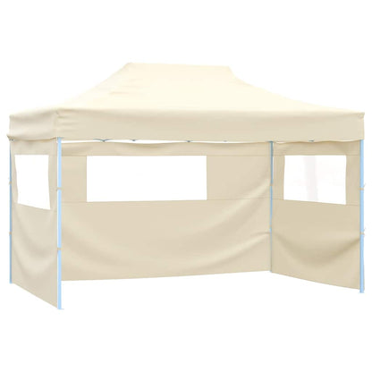 vidaXL Professional Folding Party Tent with 4 Sidewalls 3x4 m Steel Cream