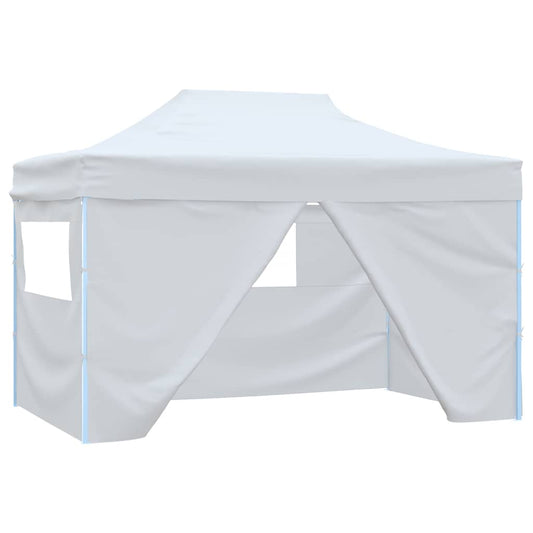 vidaXL Professional Folding Party Tent with 4 Sidewalls White