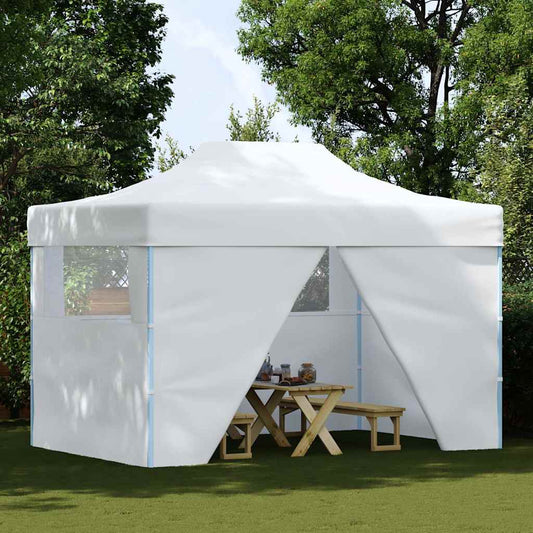 vidaXL Professional Folding Party Tent with 4 Sidewalls White