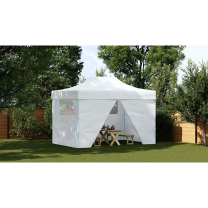 vidaXL Professional Folding Party Tent with 4 Sidewalls White