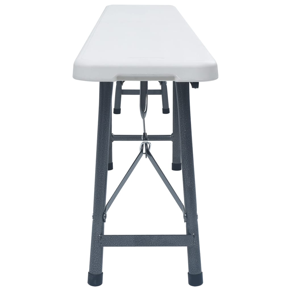vidaXL Patio Bench | Set of 2 | White, Black | Steel, HDPE | Large | Foldable