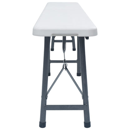 vidaXL Patio Bench | Set of 2 | White, Black | Steel, HDPE | Large | Foldable