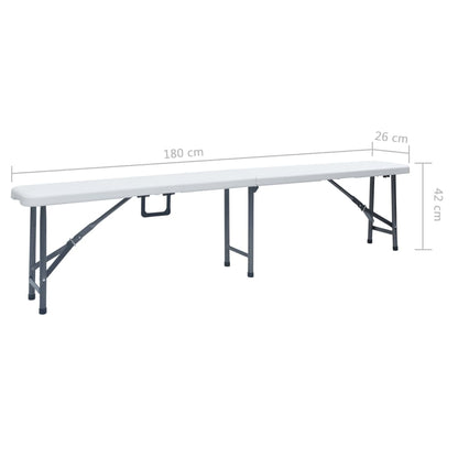 vidaXL Patio Bench | Set of 2 | White, Black | Steel, HDPE | Large | Foldable